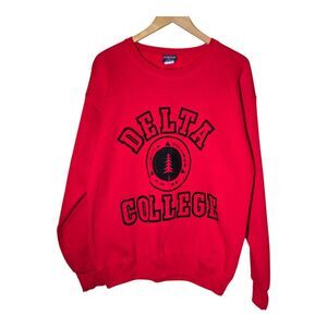 JanSport Delta College Vintage Sweatshirt Mens Large Red Crewneck Pullover